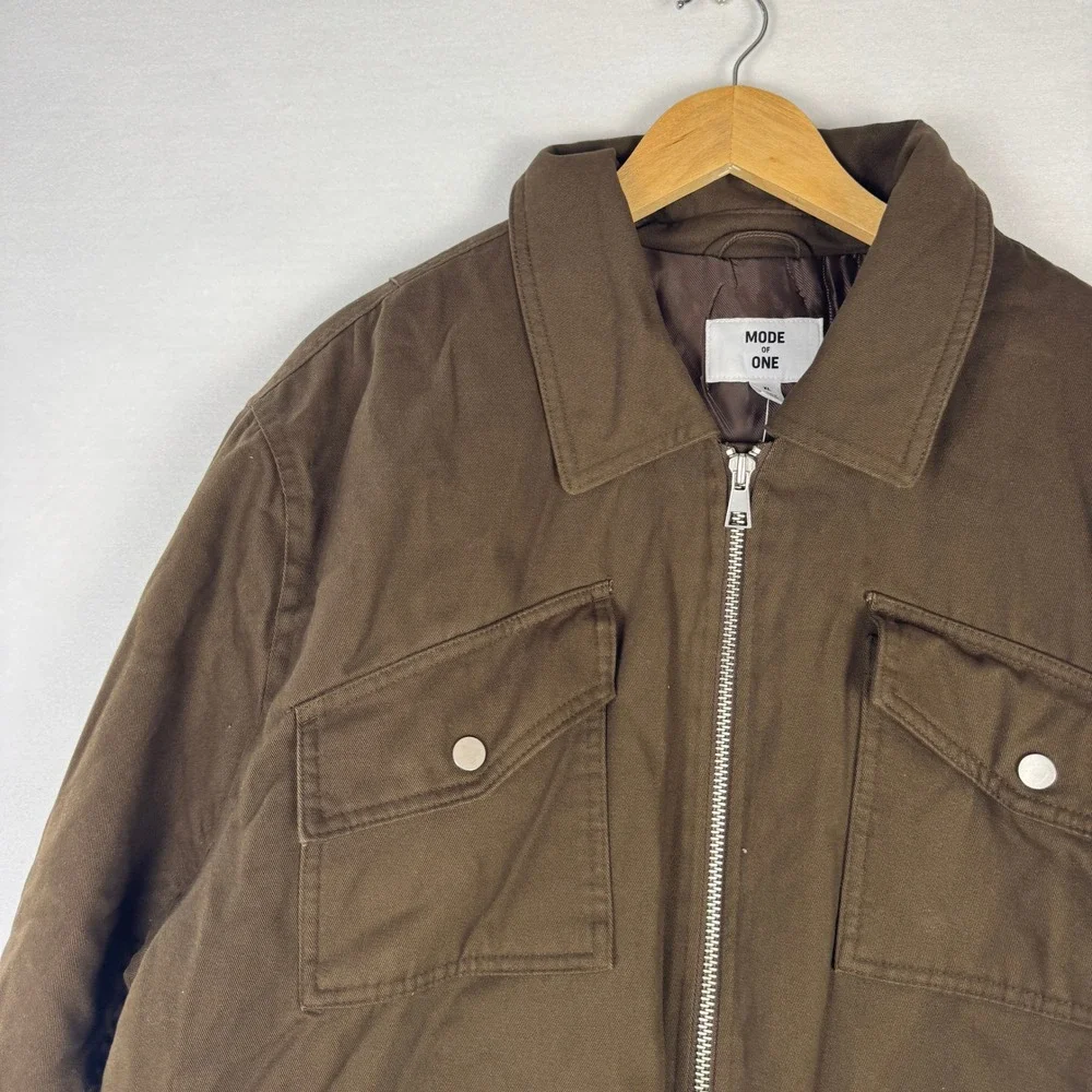 Mode of One Mens Multi Pocket Bomber Jacket Dark Walnut Brown XL 100194438MN